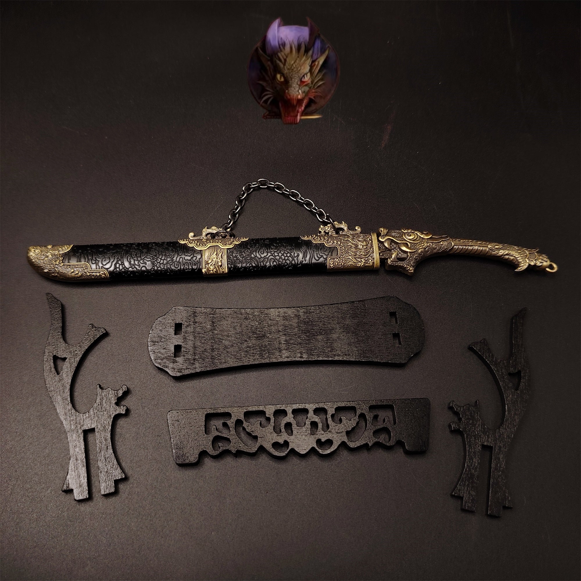 Ancient Chinese Dragon Head Sword Metal Replica