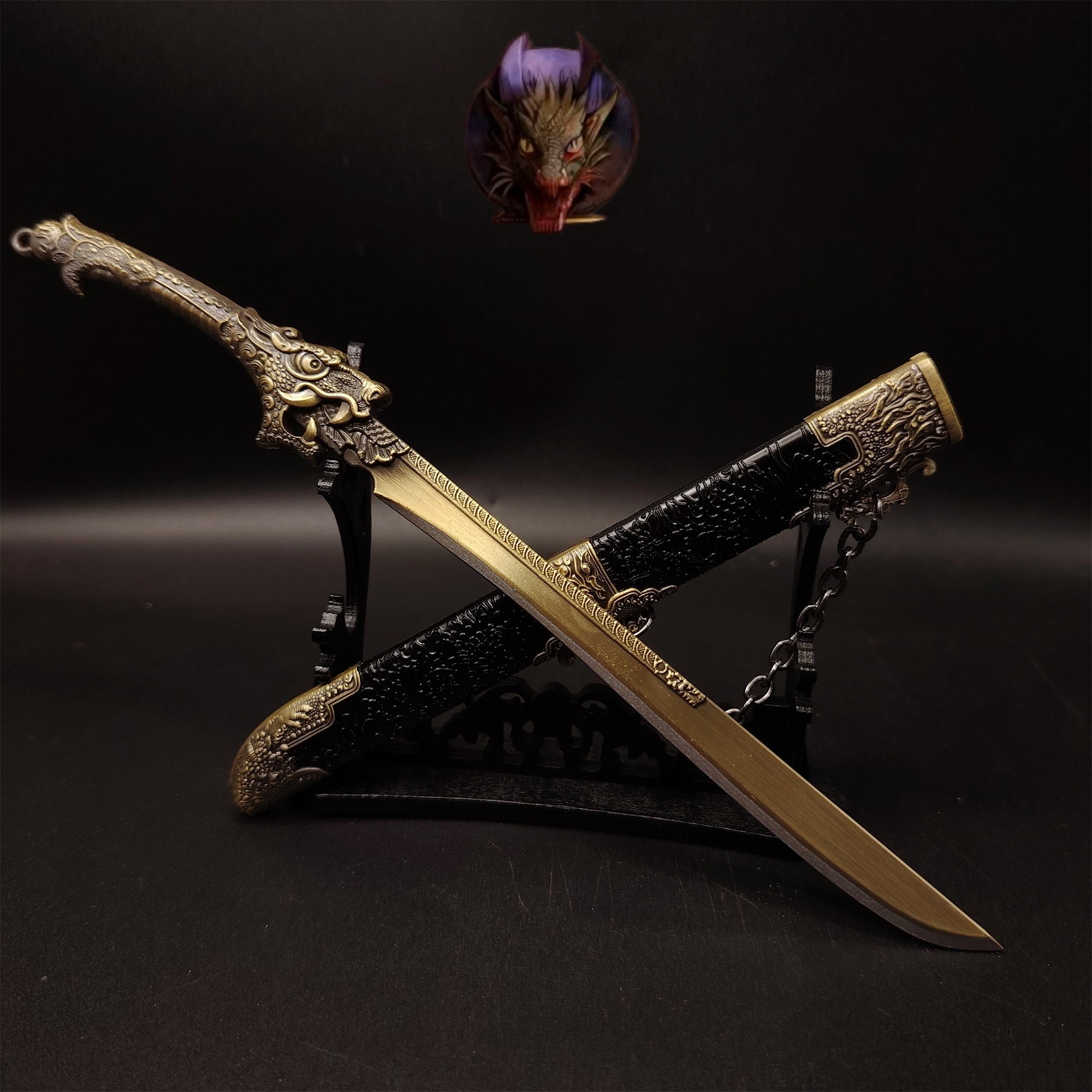 Ancient Chinese Dragon Head Sword Metal Replica
