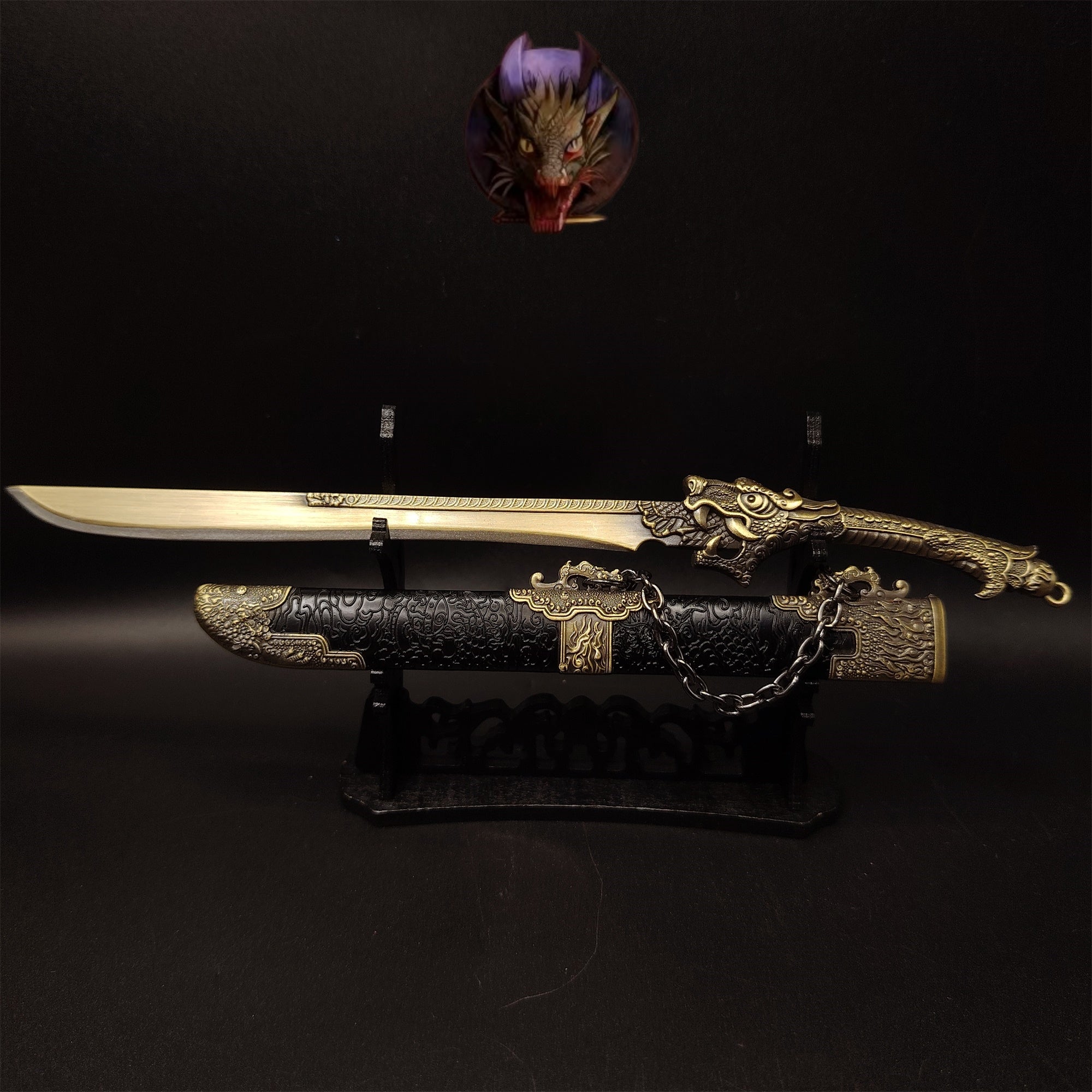 Ancient Chinese Dragon Head Sword Metal Replica