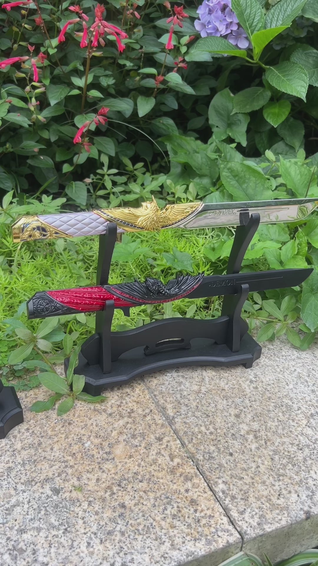 Delta Force Game 35CM 1:1 Size Dark Star Angel & Demon Twin Dull Blade Metal Replica