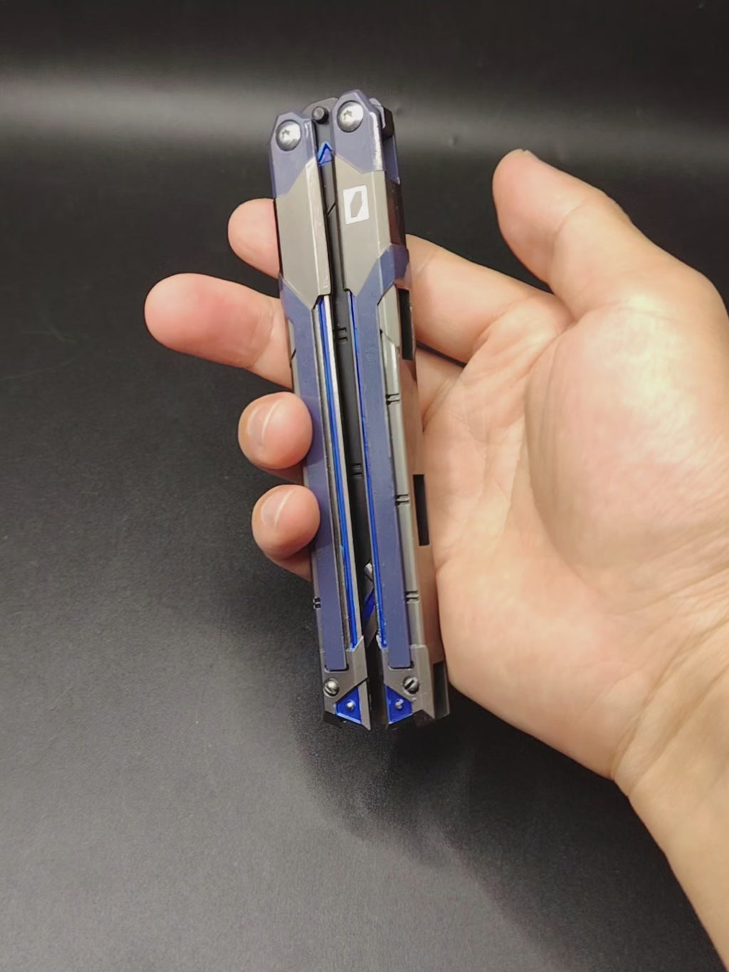 Val RGX Butterfly Knife Blunt Blade Blue Metal Replica