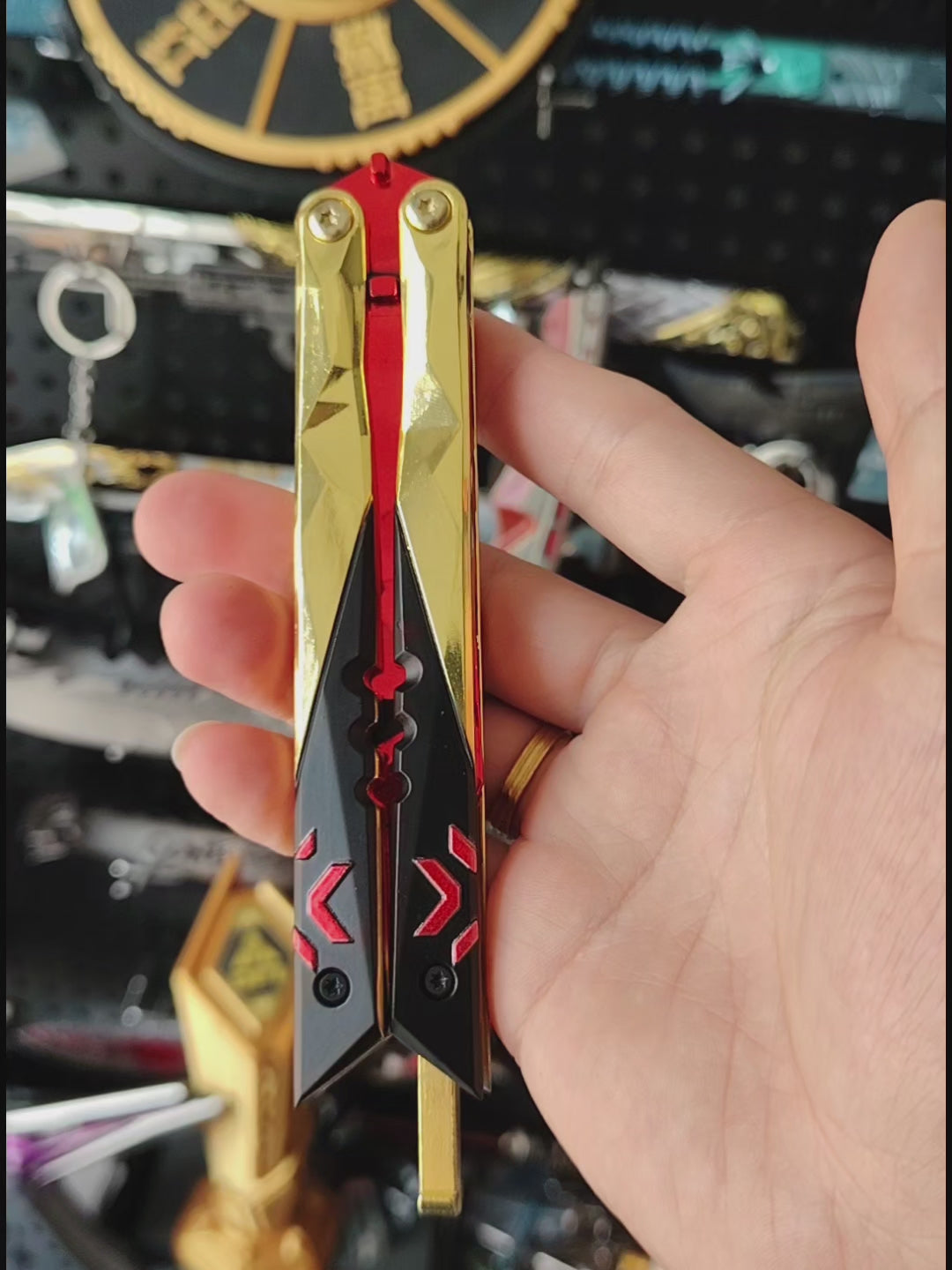 Champion Butterfly Knife Blunt Blade Trainer Display Fan Art With Gift Box