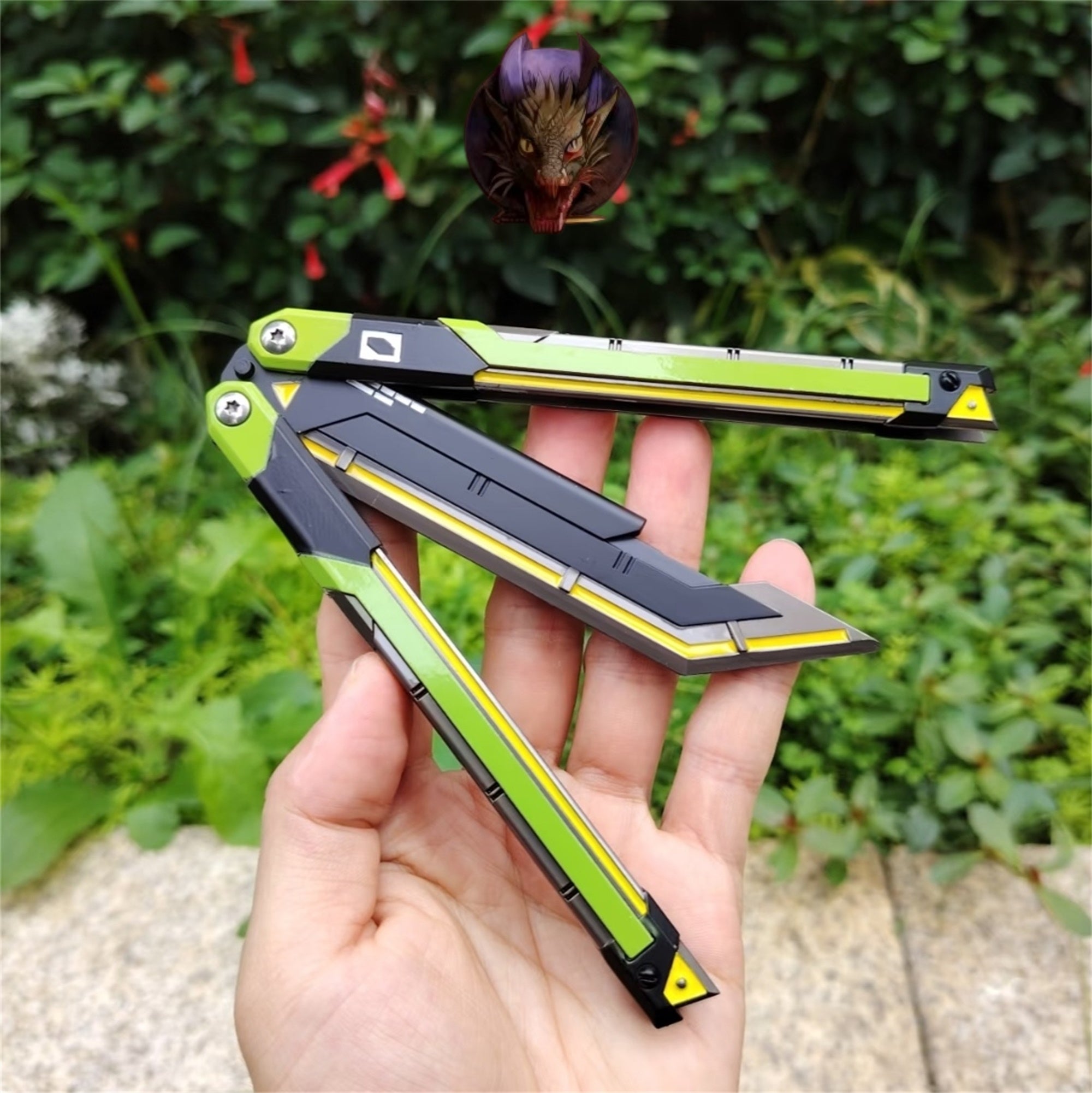 Val Green RGX Butterfly Knife Blunt Blade Metal Replica