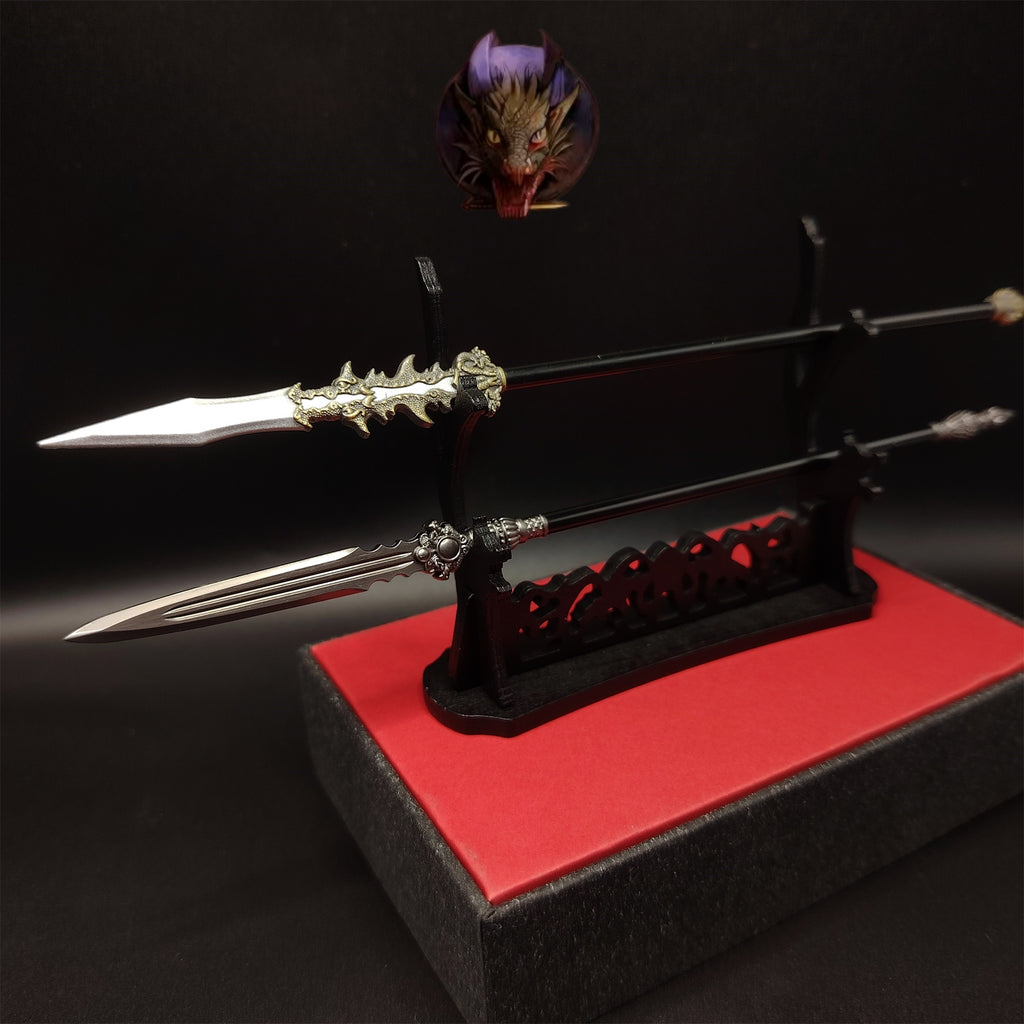 Metal Ancient Chinese Spear 8.7''Replica 2 In 1 Pack
