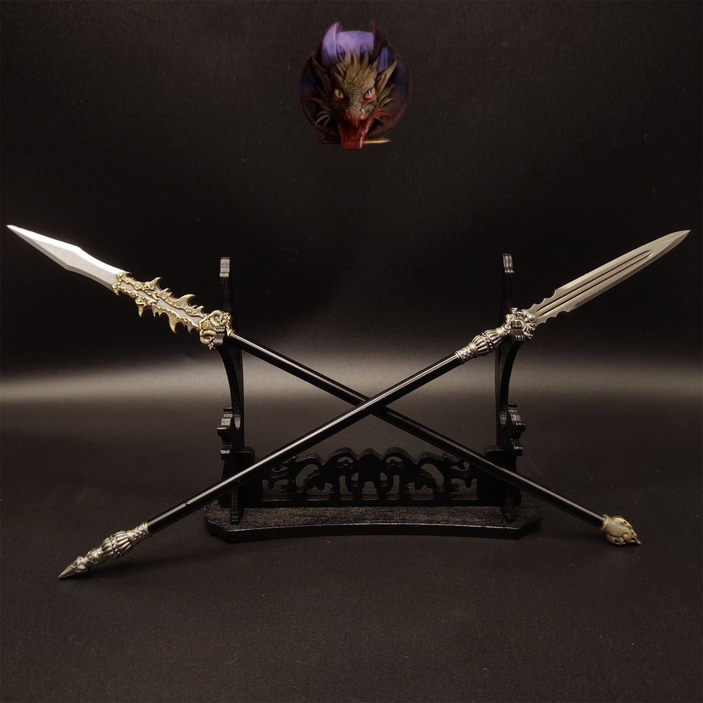 Metal Ancient Chinese Spear 8.7''Replica 2 In 1 Pack