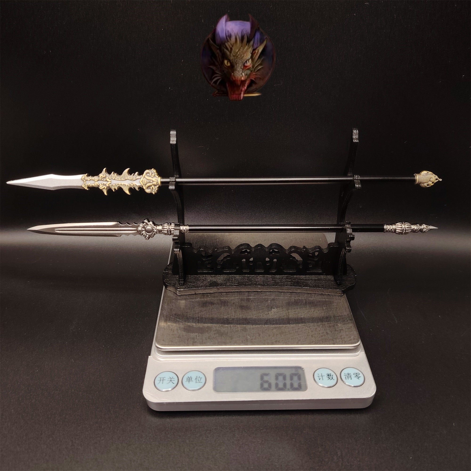 Metal Ancient Chinese Spear 8.7''Replica 2 In 1 Pack
