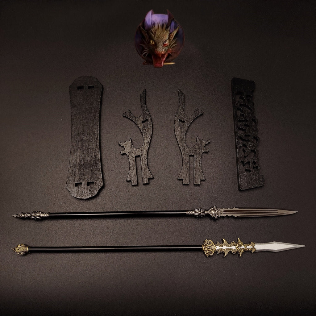 Metal Ancient Chinese Spear 8.7''Replica 2 In 1 Pack
