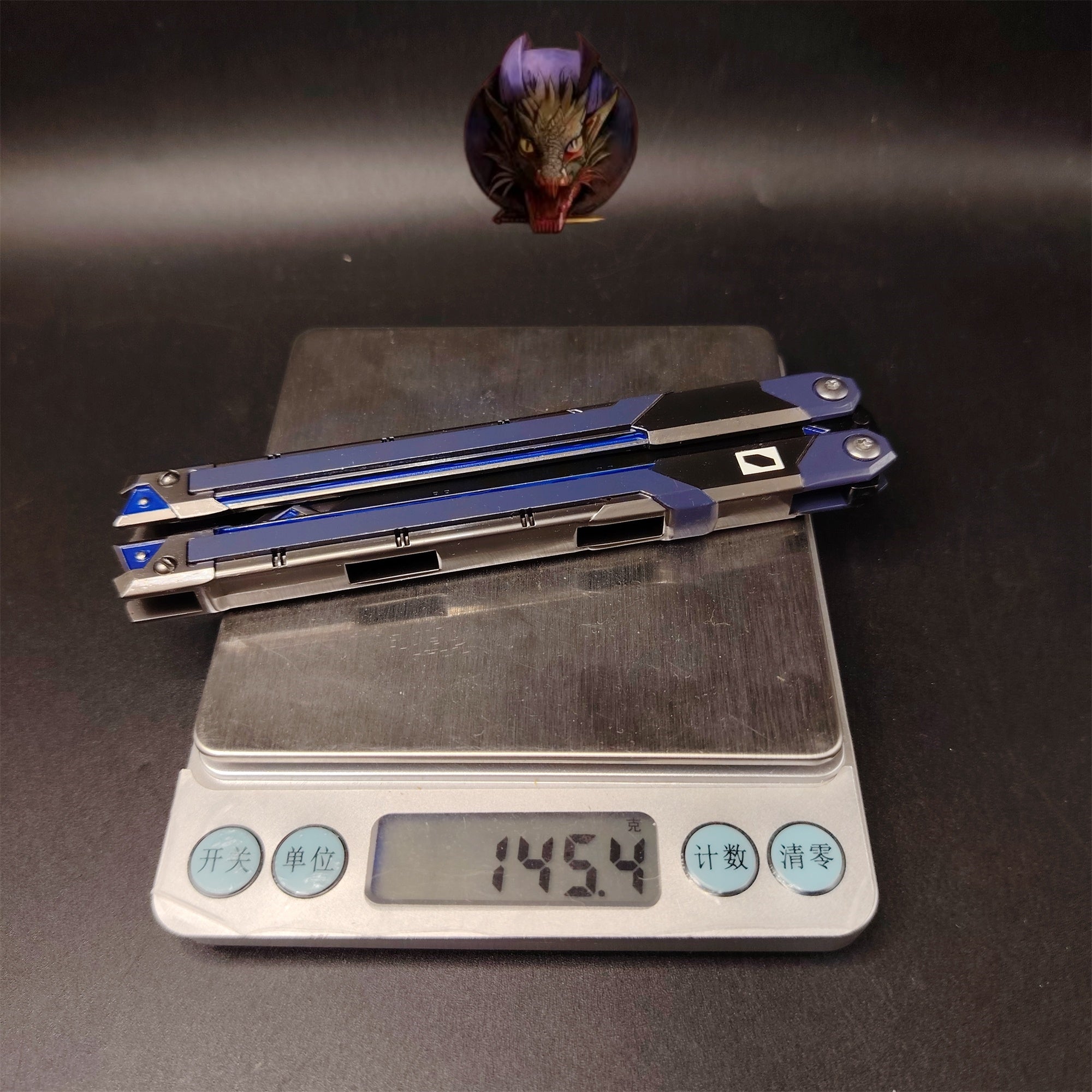 Val RGX Butterfly Knife Blunt Blade Blue Metal Replica