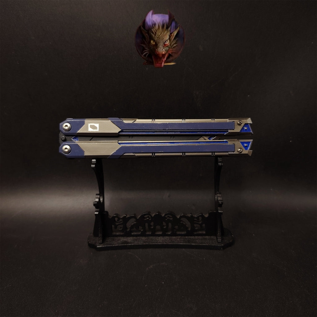 Val RGX Butterfly Knife Blunt Blade Blue Metal Replica