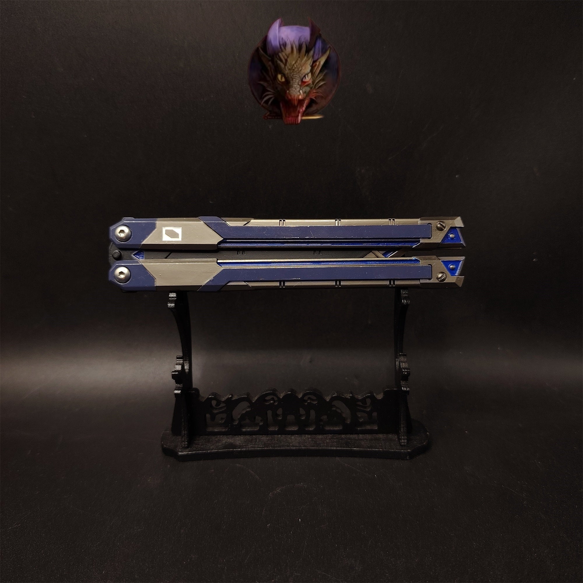 Val RGX Butterfly Knife Blunt Blade Blue Metal Replica