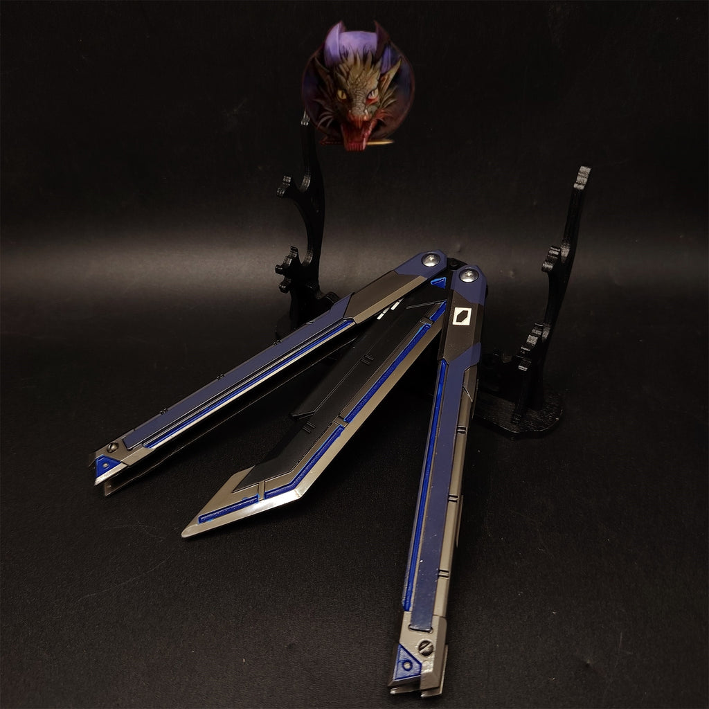 Val RGX Butterfly Knife Blunt Blade Blue Metal Replica