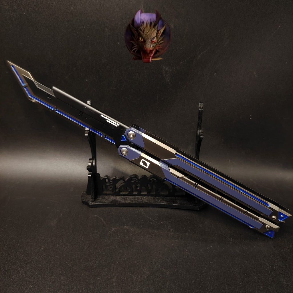 Val RGX Butterfly Knife Blunt Blade Blue Metal Replica