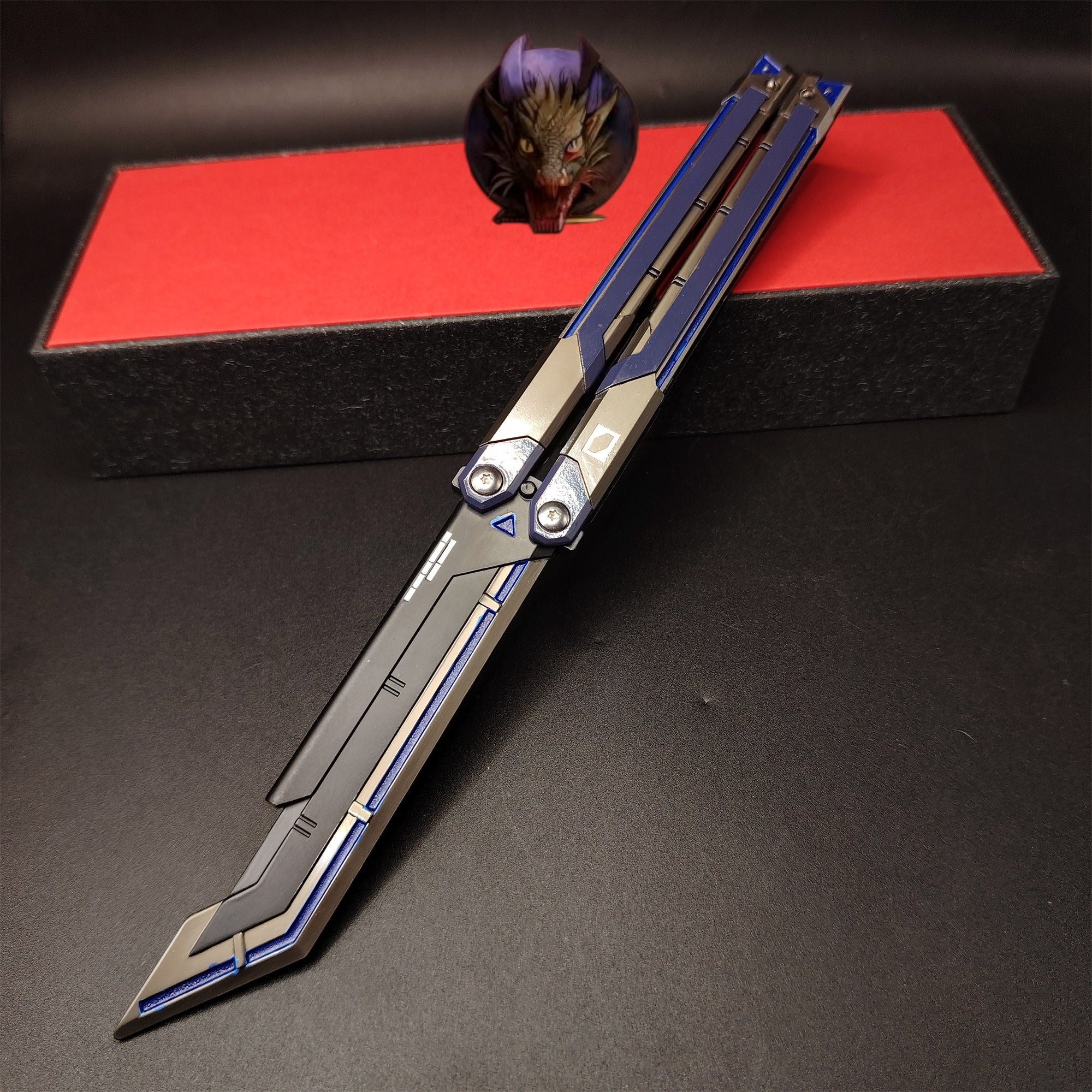Val RGX Butterfly Knife Blunt Blade Blue Metal Replica